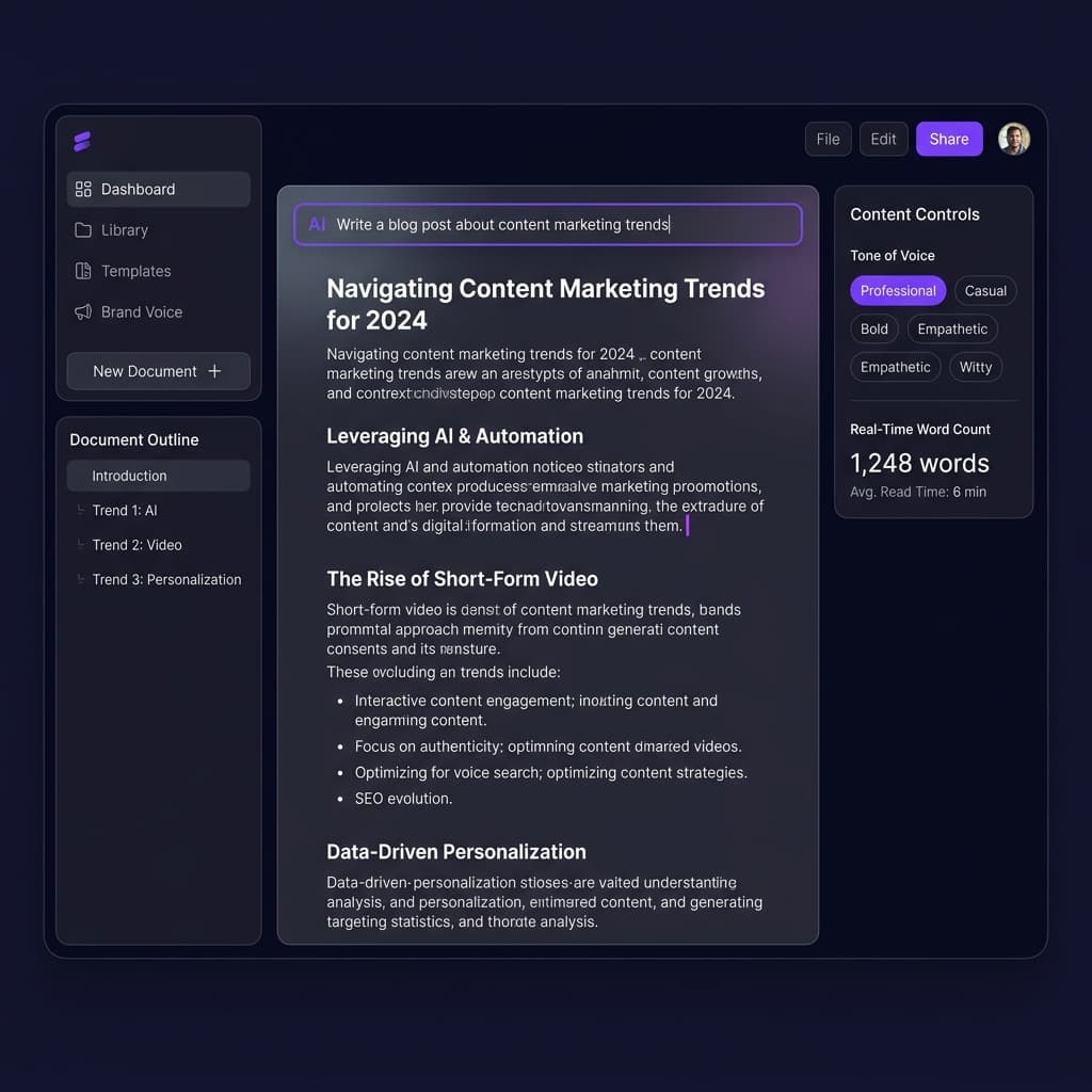 AI content generation interface