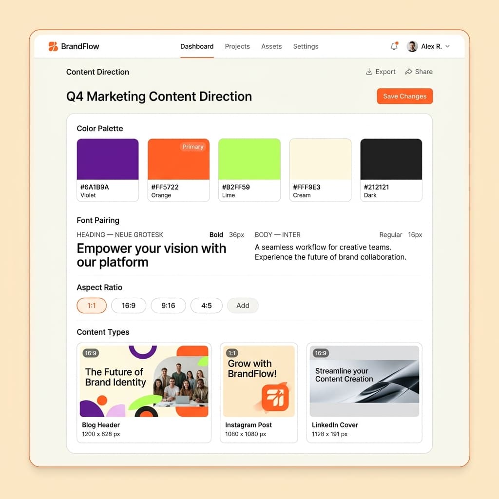 Visual content direction panel